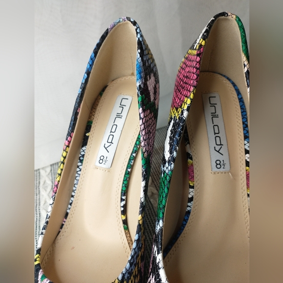 Unilady multicolor snakeskin heels womens size 8.5 - Picture 2 of 5